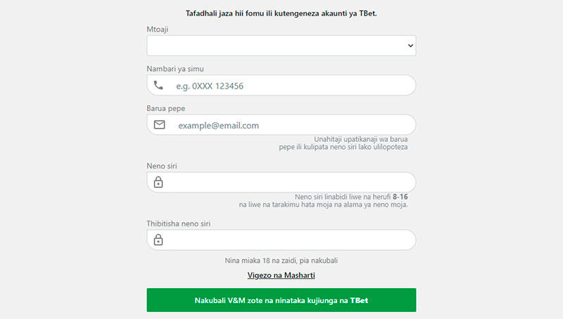 How to Create an Account on TBet