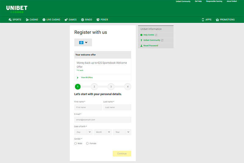 Unibet Registration Process